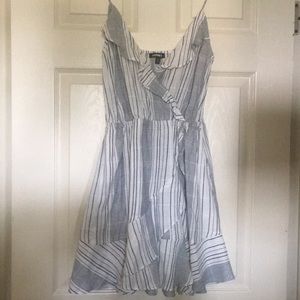 Striped Ruffle Wrap Cotton Cami Dress